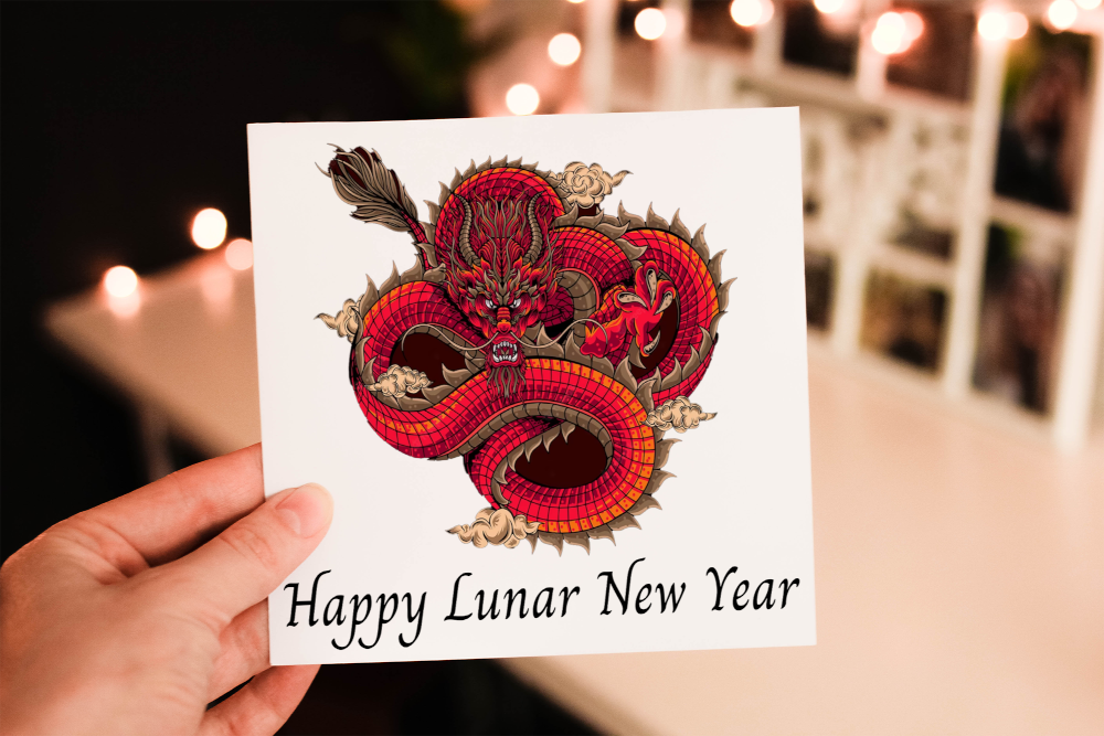 Chinese New Year Dragon Card, Happy New Year Card